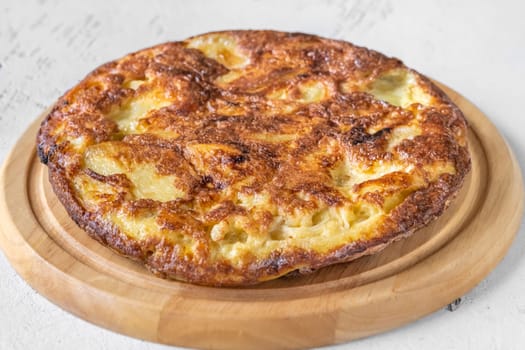 Traditional Spanish tortilla omelette made with eggs and potatoes