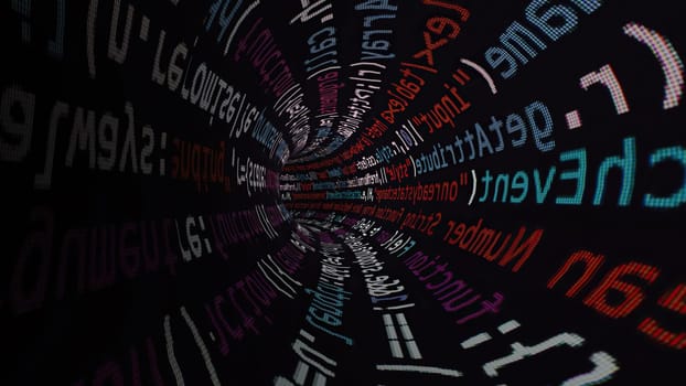 Driving through code data tunnel,Driving through code data tunnel