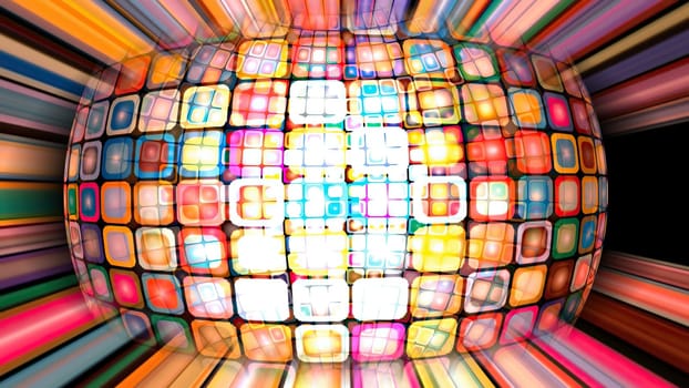 Colorful pixels on rotating sphere,Colorful pixels on rotating sphere