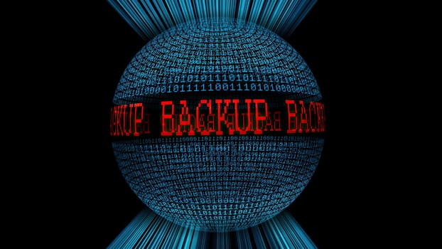Back up binary data sphere concept,Back up binary data sphere concept