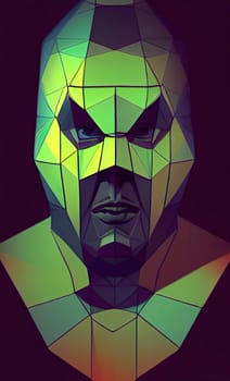 Low poly man's head 3d illustration,Low poly man's head 3d illustration