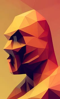 Low poly man's head 3d illustration,Low poly man's head 3d illustration