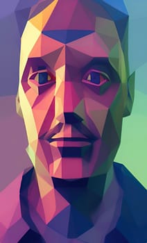 Low poly man's head 3d illustration,Low poly man's head 3d illustration