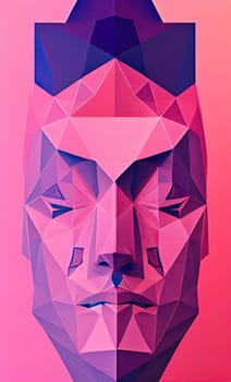 Low poly man's head 3d illustration,Low poly man's head 3d illustration