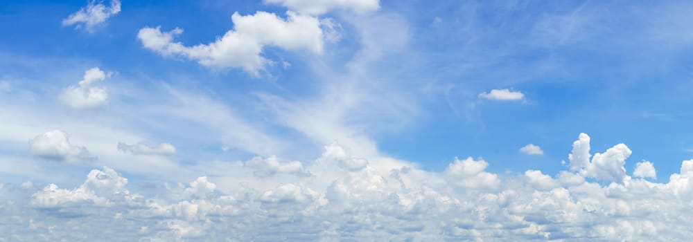 Panorama fluffy clouds in the blue sky, Panoramic fluffy clouds against blue sky