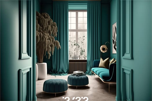 Color of the year 2023 in interior design ,3d illustration,3d rendering.