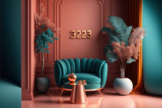Color of the year 2023 in interior design ,3d illustration,3d rendering.