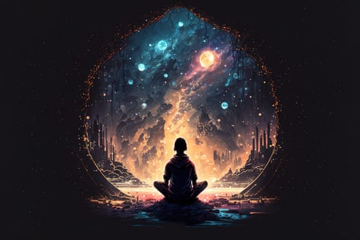 meditation universe concept illustration.
