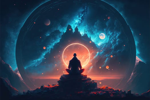 meditation universe concept illustration.