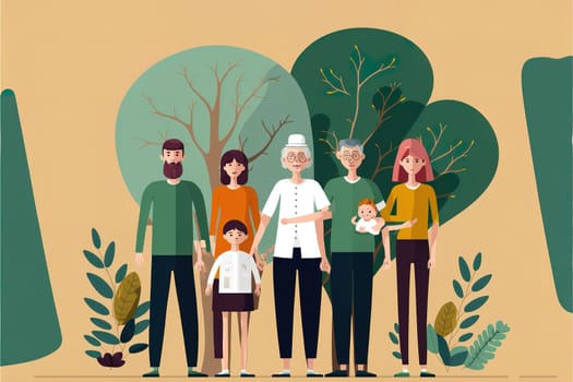multi generation family paper, family wellness, health insurance concept.