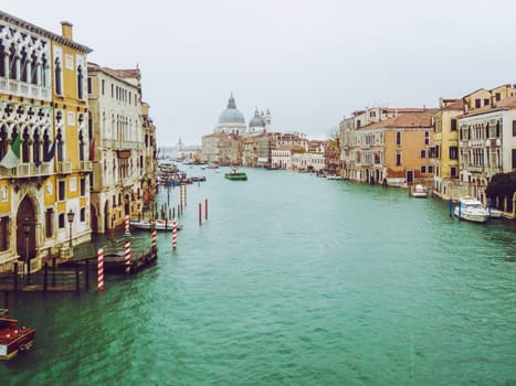 Venice, Italy, November 2014: Muted canal grande view in Venice during autumn