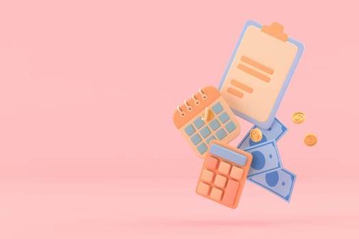 Tax Day Reminder Concept. Businessman submit tax by online concept, online tax payment and report. Business income. 3d illustration.