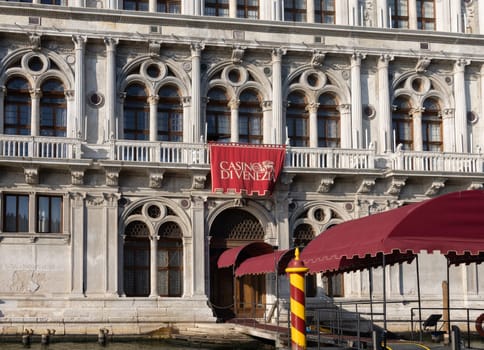 Venice, Italy - Sept 5, 2022: Palazzo Ca Vendramin Calergi, considered to be oneth most elgant examples of the Venetian Renaissance on the Canal Grande, is th seat of Casino di Venezia