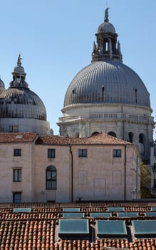 Domes of Santa Maria Della Salute in Venice. Italy