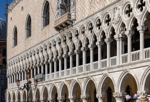 Venice. Italy - September, 5, 2022: tracery from the Doge's Palace, one of Venice symbol