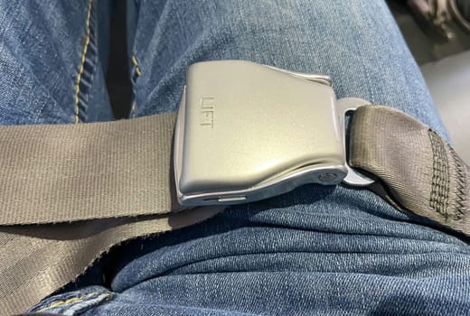 The belt in an airplane with which passengers are supposed to secure themselves during the flight.