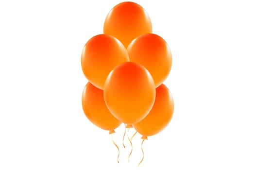 Orange balloons on a white background with copy space. Universal holiday background. Vector image.