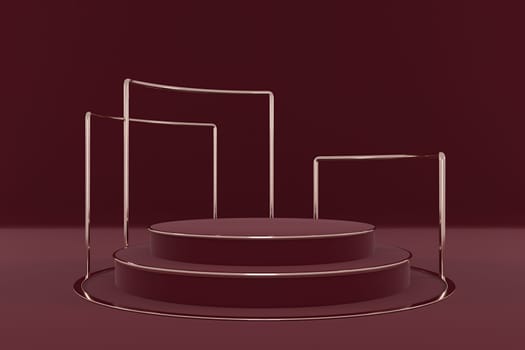 3d render of shop display. Abstract geometric podium background. Minimalist primitive shapes. Modern mockup. Blank template. Empty showcase.