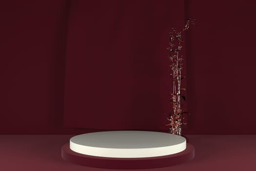 3d render of shop display. Abstract geometric podium background. Minimalist primitive shapes. Modern mockup. Blank template. Empty showcase.