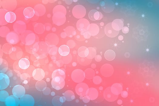 A festive abstract orange pink blue gradient background texture with glitter defocused sparkle bokeh circles and stars. Card concept for Valentine, Happy New Year, party invitation or other holidays.