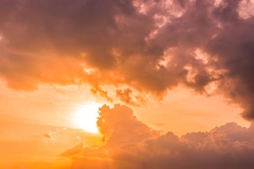 Abstract and pattern of cloud sky Calming coral, Orange, Trend color background, Pattern of colorful cloud and sky sunset or sunrise: Dramatic sunset in twilight, Beautyful of sky