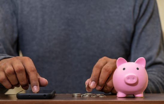 Investor online saving concept, Online Investment Savings, Online Stock Investors, Internet Financial Transactions, Save Monney for Investors Using Internet to Trade Stocks or Trade Fund