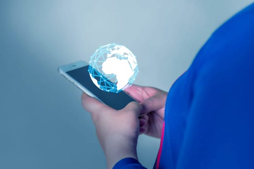 Global internet connection application and technology digital marketing, Financial and banking, Businessman using smart phone mobile on blurred background