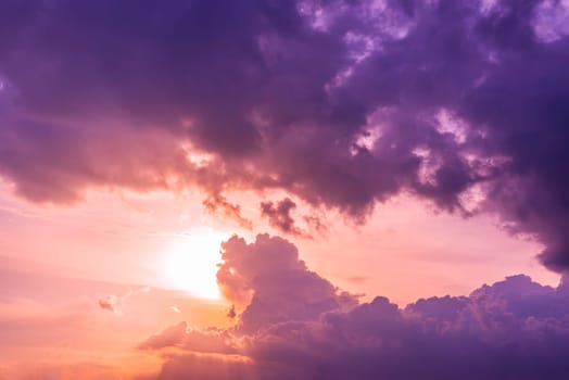 Abstract and pattern of cloud sky, Velvet violet, Velvet Purple, Trend color background, Pattern of colorful cloud and sky sunset or sunrise: Dramatic sunset in twilight, Beautyful of sky