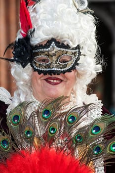 VENICE, ITALY - Febrary 5 2018: The masks of the Venice carnival 2018.