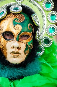 VENICE, ITALY - Febrary 5 2018: The masks of the Venice carnival 2018.