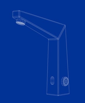 3D wire-frame model of bathroom automatic sensor faucet