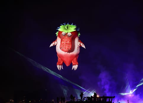 Cracow, Poland - June 4, 2022: Great Dragon Parade. The Great Outdoor Show on the Vistula River.