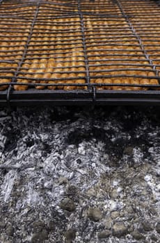 Detail of fire roasted pork, traditional festival