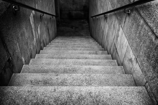 Detail of old stairs going down to the subway, architecture