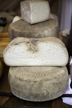 Detail of dairy product in a traditional market