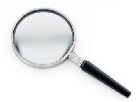 Magnifying glass isolated on white background. 3D illustration.