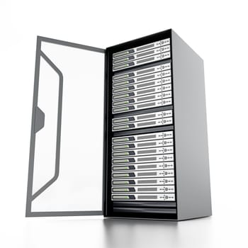 Network server isolated on white background. 3D illustration.