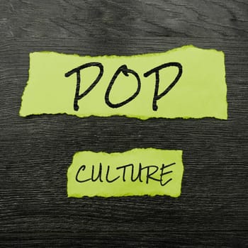 Text showing inspiration Pop Culture, Conceptual photo describes the lifestyle and tastes of the majority of mostly younger people