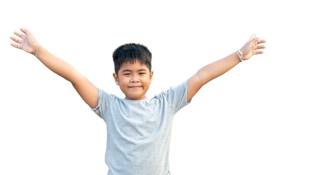 Portrait of smiling boy isolated on white background