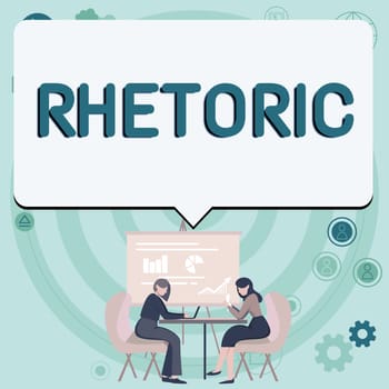 Handwriting text Rhetoric, Word Written on study of writing or speaking as mean of communication or persuasion