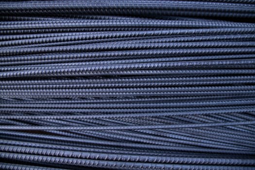 Steel wire for construction work, close-up. Industrial background