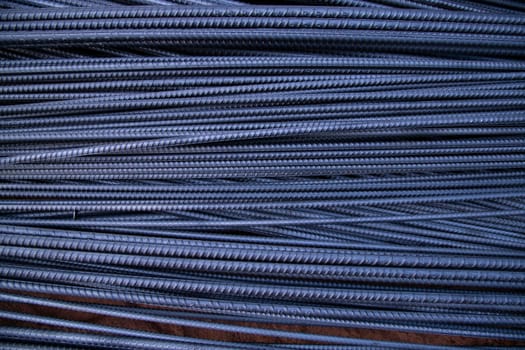 Steel wire in the construction site, close-up, macro