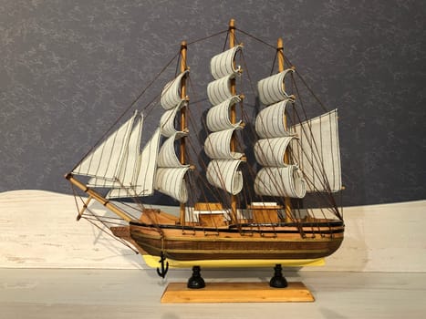 Vintage Sailing ship wooden model still life
