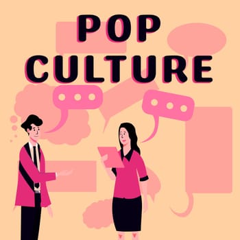 Writing displaying text Pop Culture, Business overview describes the lifestyle and tastes of the majority of mostly younger people