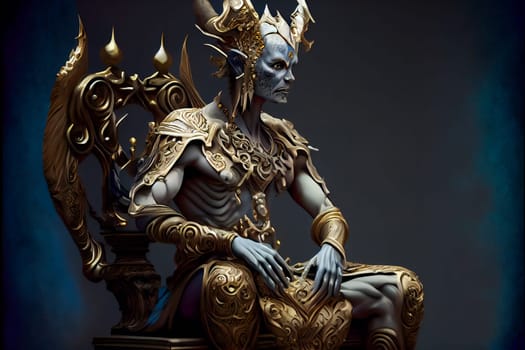 Evil Divinity Residing on a Throne of Ivory and Gold. Generative AI
