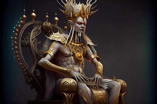 Evil Divinity Residing on a Throne of Ivory and Gold. Generative AI