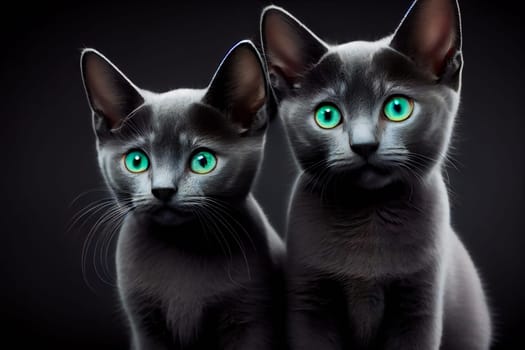 Russian blue cat.  Generative AI.