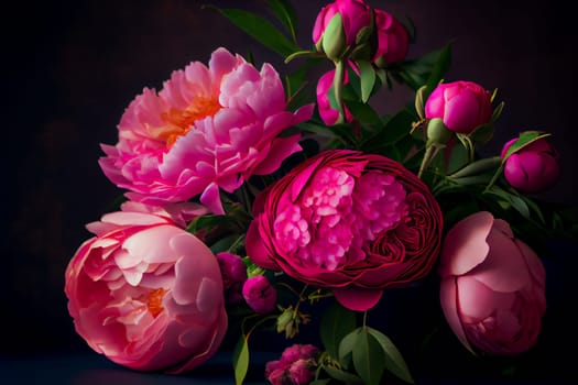 A pink peony bouquet.  Generative AI.