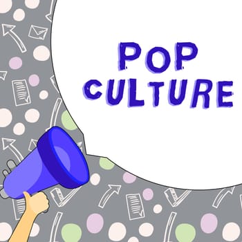 Hand writing sign Pop Culture, Business showcase describes the lifestyle and tastes of the majority of mostly younger people
