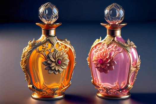 Aromatic Perfume bottles.  Fragrance Bottles.  Generative AI.